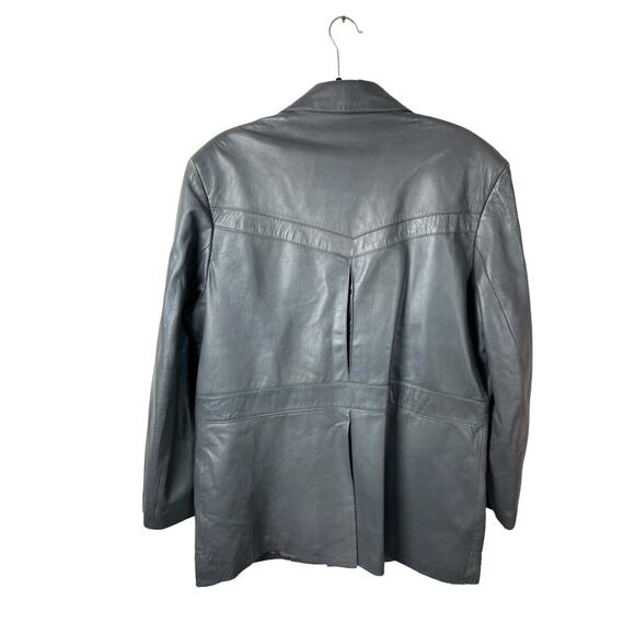 Golden Collection Mens Ash Gray Vintage Button Front Leather Lined Jacket SZ 44 - Picture 2 of 11